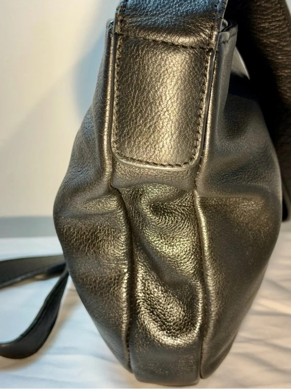 Monserat De Luca Half Moon Black Leather Crossbody Bag